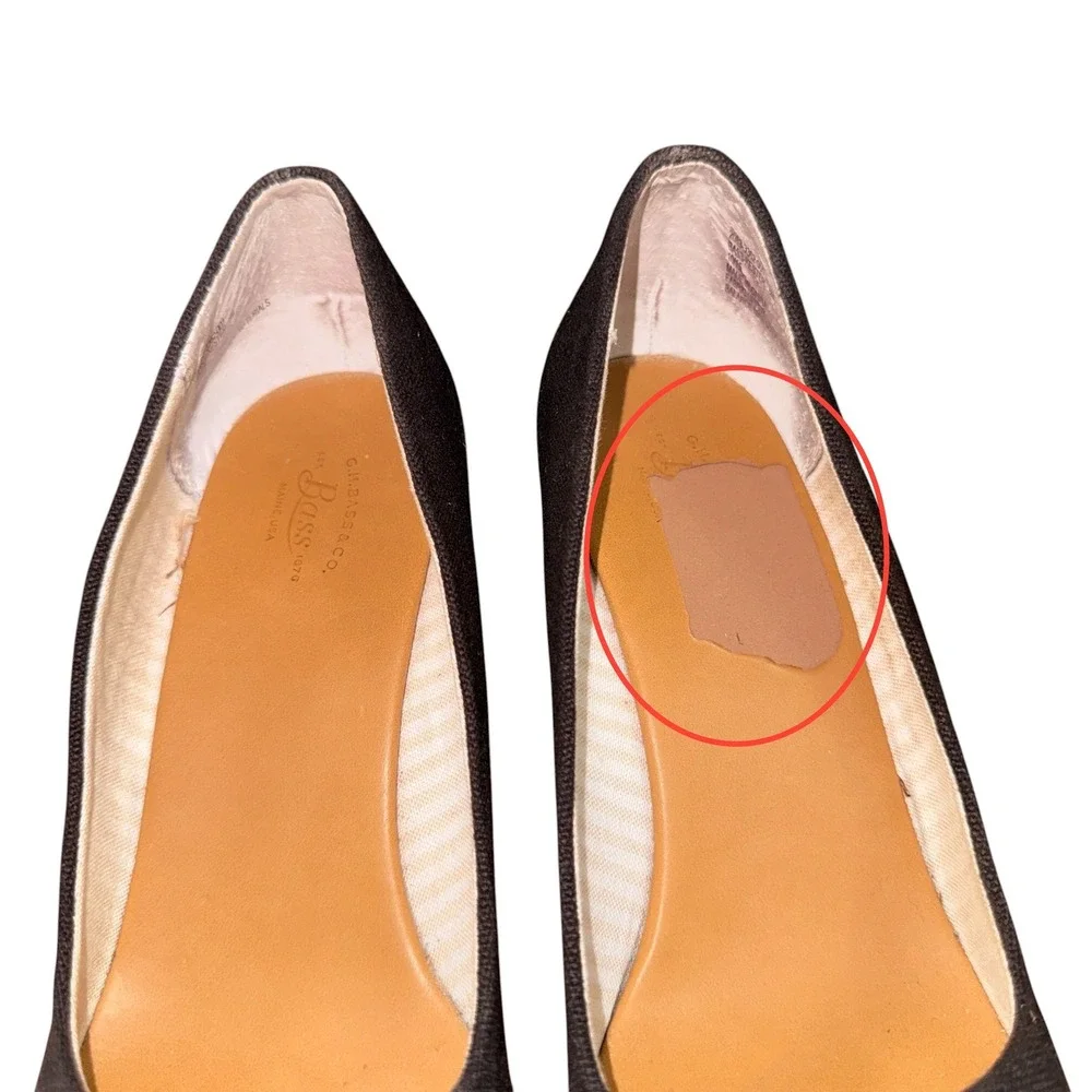 G.H. Bass Kester Wedge Pump Women 8M Pre-Owned Espadrille Black Canvas Jute Heel
